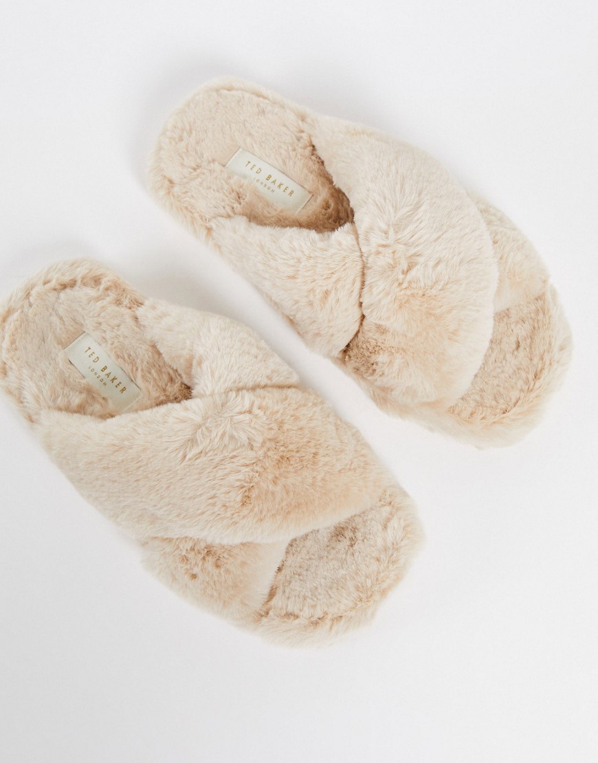 Ted Baker Lopply crossover slippers in cream-White