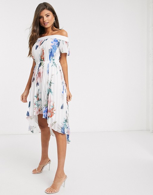 Ted Baker luner jamboree pleated off the shoulder maxi dress in white