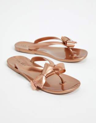 gold ted baker flip flops