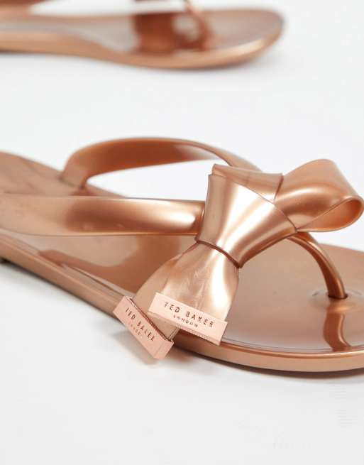 Ted Baker luzzi bow flip flops in rose gold