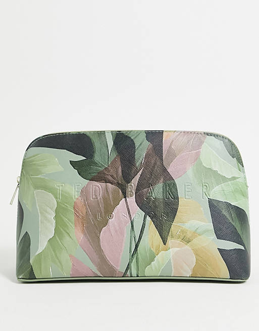 Women Ted Baker Lydieh palm print make up bag in green 