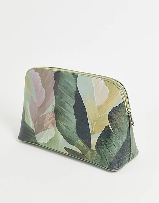 Women Ted Baker Lydieh palm print make up bag in green 
