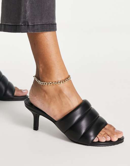 Ted Baker Lyna padded heeled mule sandal in black