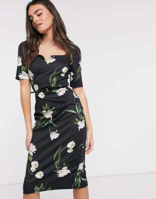 ted baker black dress with flowers