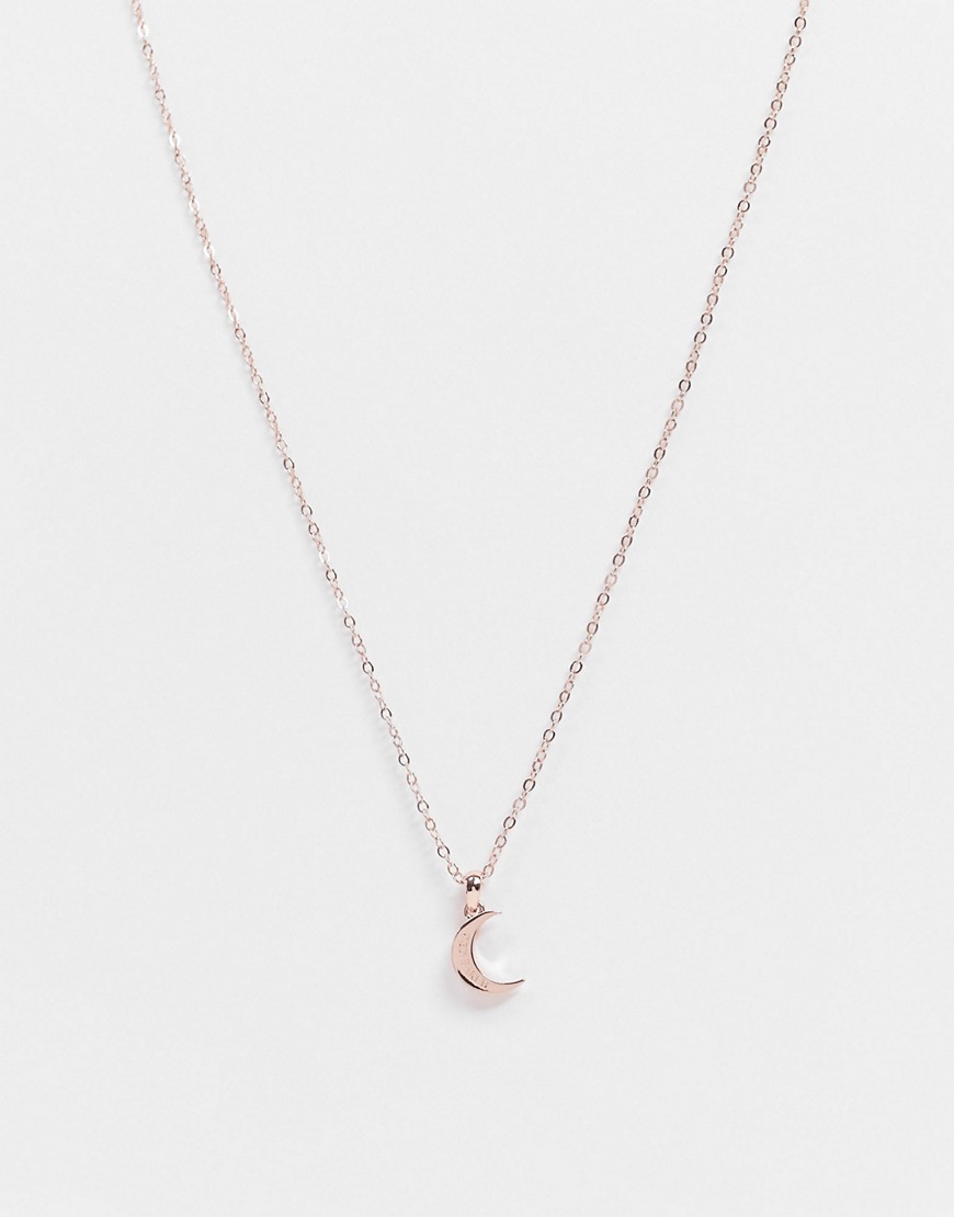 Ted Baker Marai moon pendant necklace in rose gold and crystal