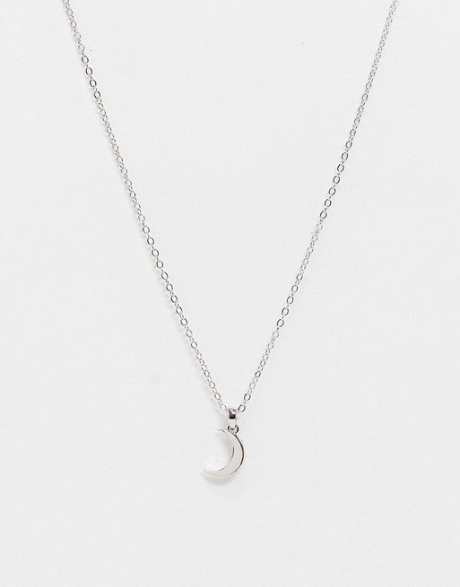 Ted Baker Marai moon pendant necklace in silver and crystal