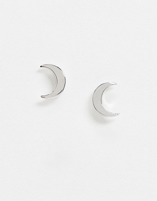 Ted Baker Marlyy moon stud earrings in silver and crystal