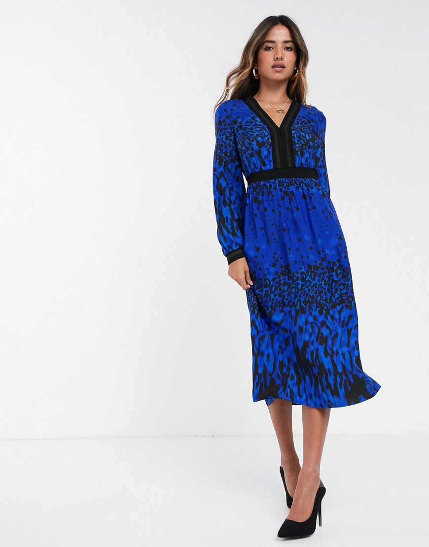 Ted Baker - Maryema - Topaas midi-jurk met luipaardprint-Blauw