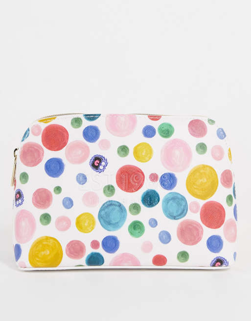 Ted Baker – Matila – Biała kosmetyczka ze wzorem w grochy i potwory