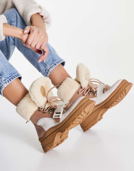 Ted Baker – Mayyzi – Wanderstiefel in Cremeweiß mit Lammfellimitat-Detail, 2 von 4