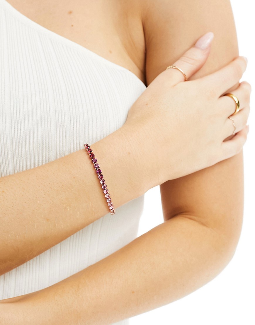 Ted Baker Melrah adjustable bracelet in gold with ombre pink crystal gems