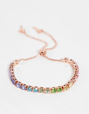 Ted Baker Melrah adjustable bracelet in rose gold with rainbow crystal gems