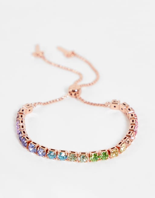 Ted Baker Melrah adjustable bracelet in rose gold with rainbow crystal ...