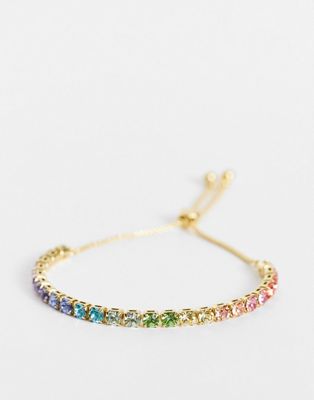 Ted Baker melrah icon rainbow crystal slider bracelet in gold