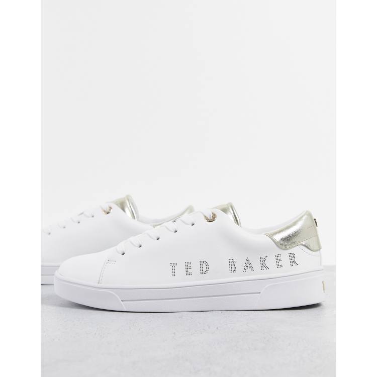 Ted Baker metallic branded trainer in white