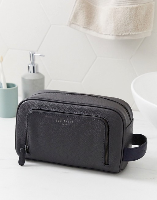 Ted Baker Miel leather washbag in grey