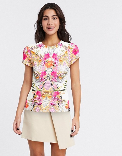 Ted Baker mileeyy samba fitted tee in ivory