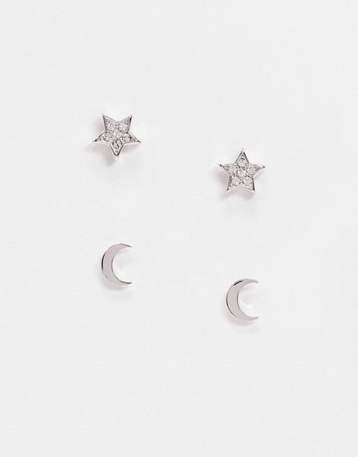 Ted Baker Moanny star and crescent earrings gift set in silver and crystal