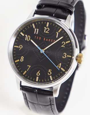 Montre Ted Baker Cuir Marron Cadran Noir - Modèle PDSF 225 - Neuf Avec étiquettes - Pour Homme