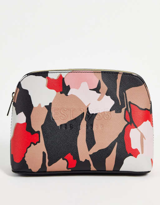 Ted Baker – Myylee – Czarna kosmetyczka z imitacji skóry saffiano w abstrakcyjne kwiaty