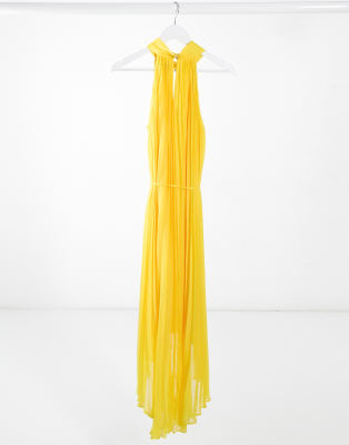 ted baker yellow pleated dress