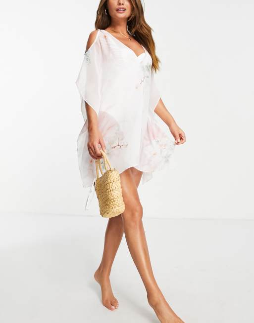 Ted Baker natalli beach cover up in white print