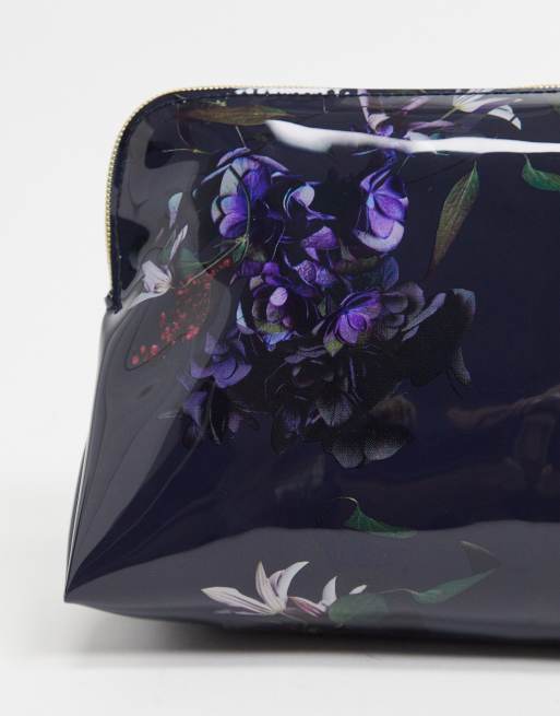 Ted Baker Nikkii pomegranate floral toiletries bag in navy