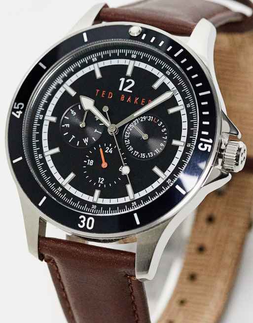 Ted Baker – Northen – Uhr mit Lederarmband in Braun