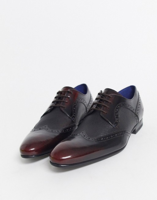 Ted Baker Ollivm formal wing cap shoes in high shine red