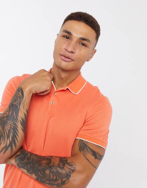 Ted Baker — Orange polo med krave