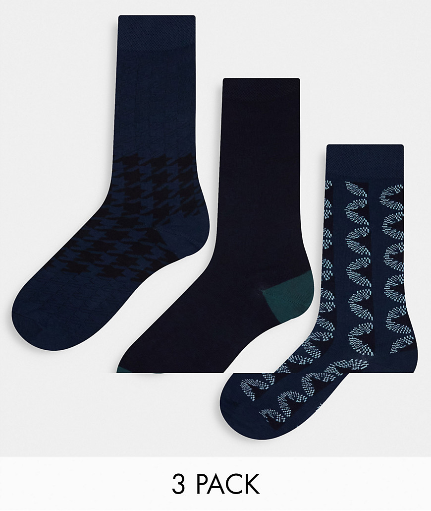 ted baker - pakke med 3 par marineblå sokker