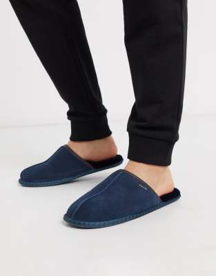 navy mule slippers