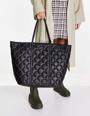 Ted Baker Pascale quilted studded leather tote in black - ASOS Price Checker