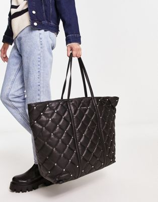 Ted Baker Pascale quilted studded leather tote in black