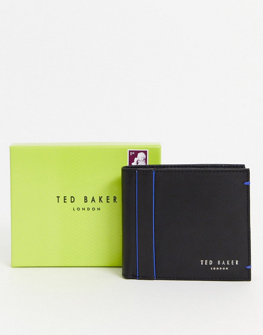 Ted Baker - Passing - Portafoglio a libro nero con protezione da RFID e dettagli evidenziati
