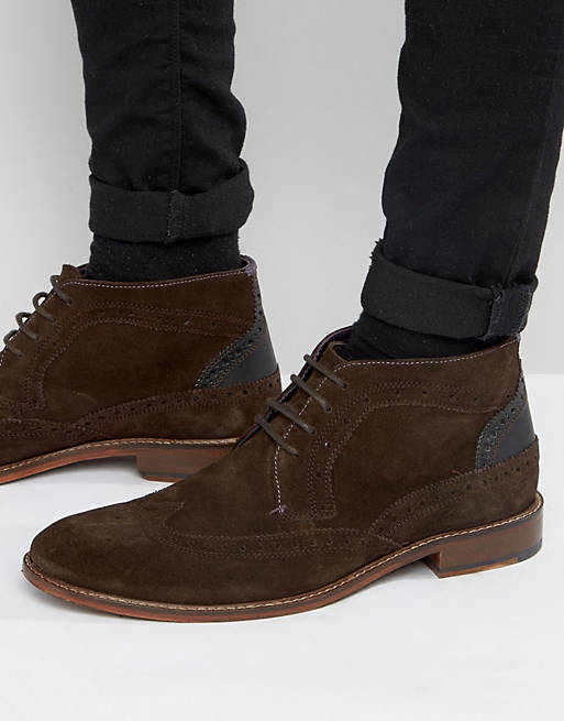 Ted Baker Pericop 2 Brogue Boots In Brown Suede | ASOS