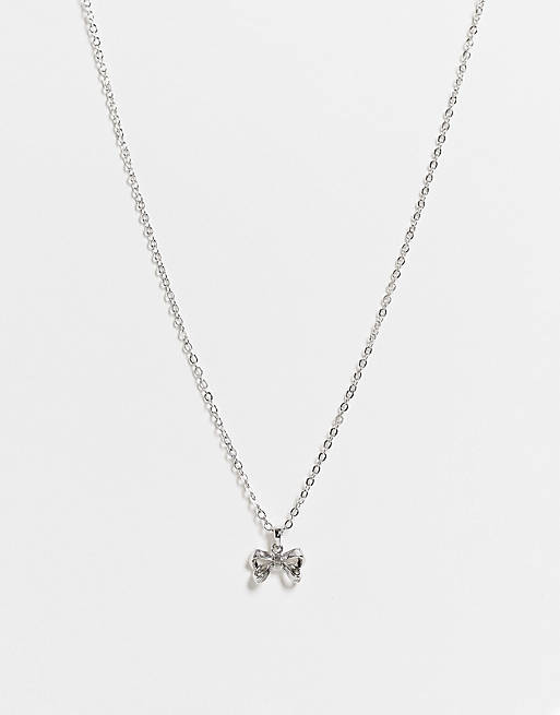 Ted Baker Petrae petite bow pendant necklace in silver