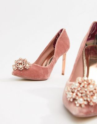 pink velvet shoes