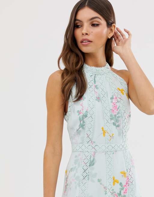 Ted baker pinkee lace insert midi dress in sales sorbet print