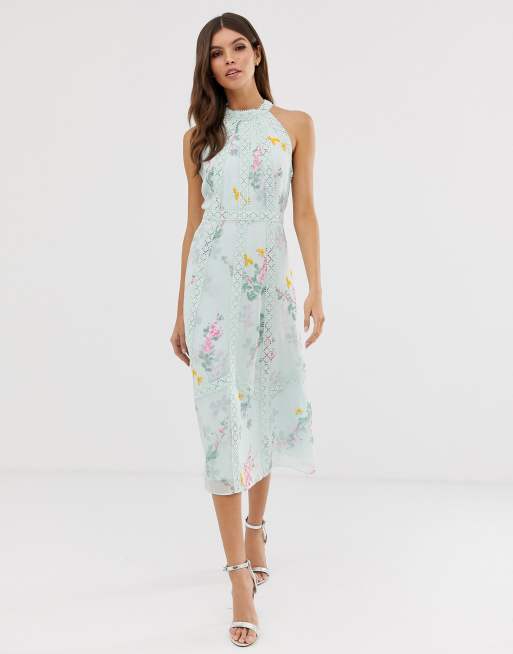 Ted baker pinkee lace insert midi dress in sales sorbet print