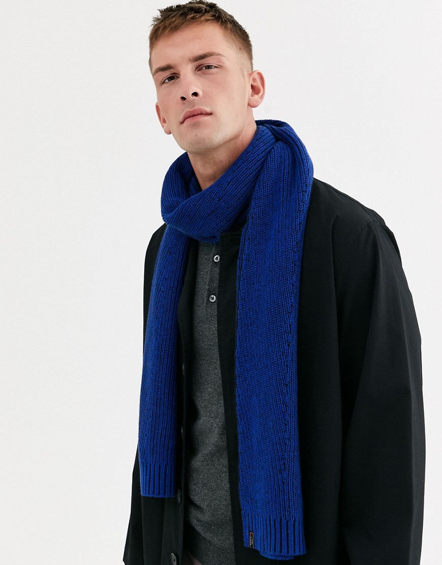 Ted Baker – Plateit – Blå kabelstickad scarf-Brun