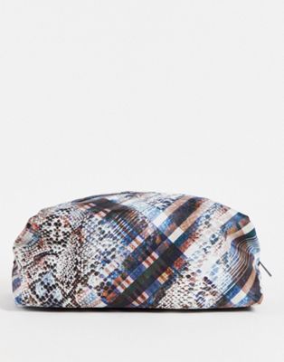 Ted Baker pleated wash bag in blue multi print