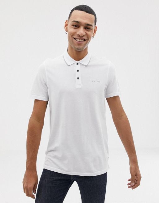Ted Baker polo shirt with tipped collar in white | ASOS