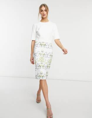 ted baker cream floral dress