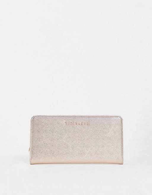 Ted Baker Popper matinee leather purse in rose gold