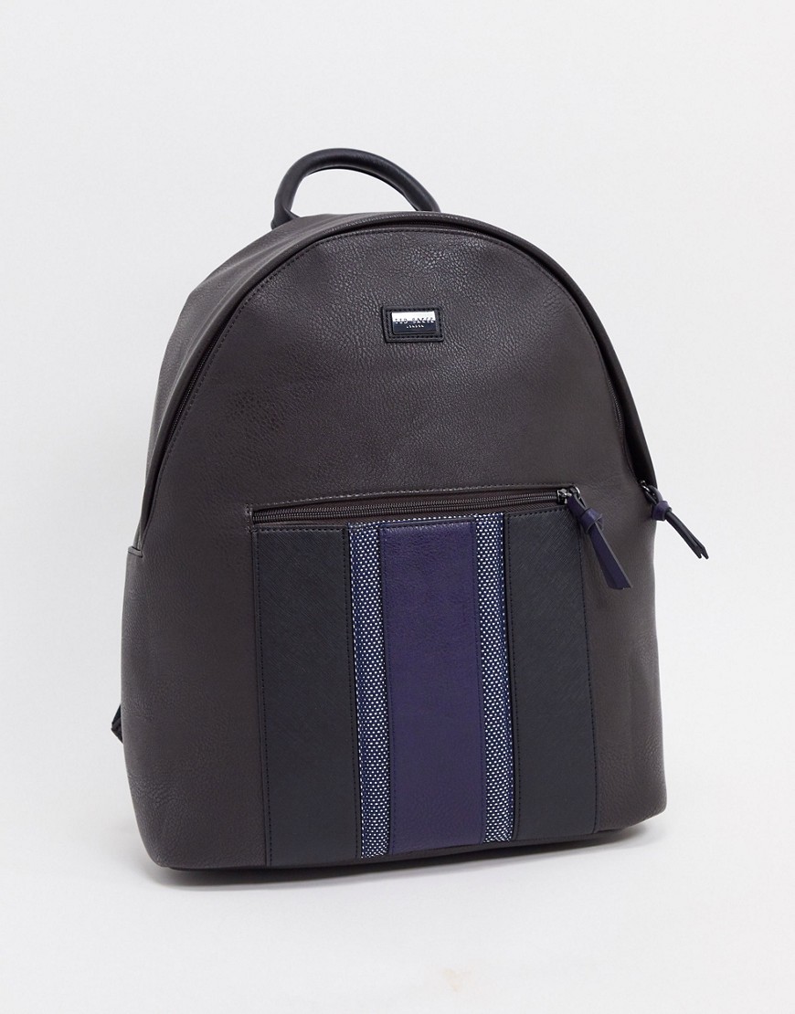 Ted Baker pu backpack with blue stripe in black-Brown