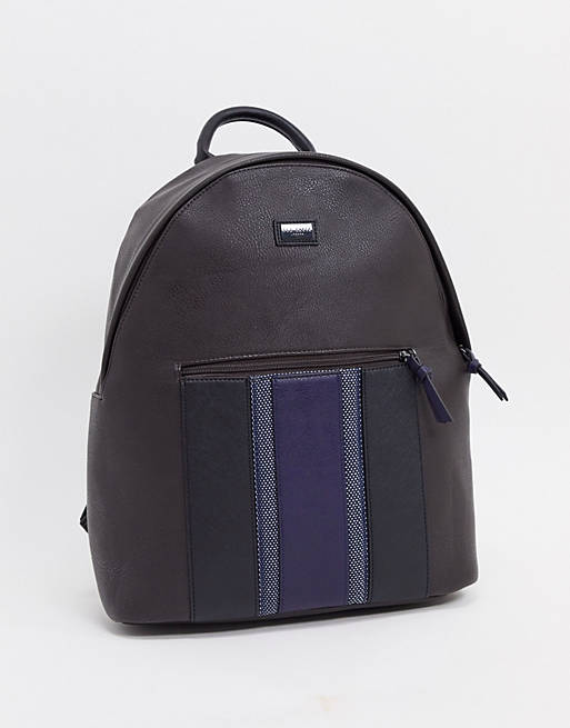 Ted Baker pu backpack with blue stripe in black | ASOS