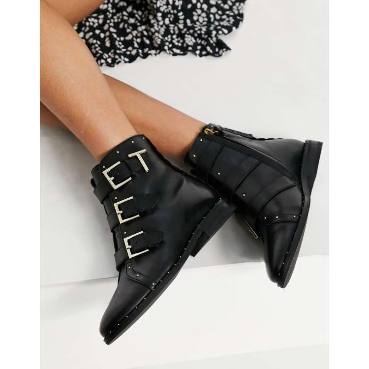 Ted Baker Ramona Stiefel in Schwarz mit T Schnalle