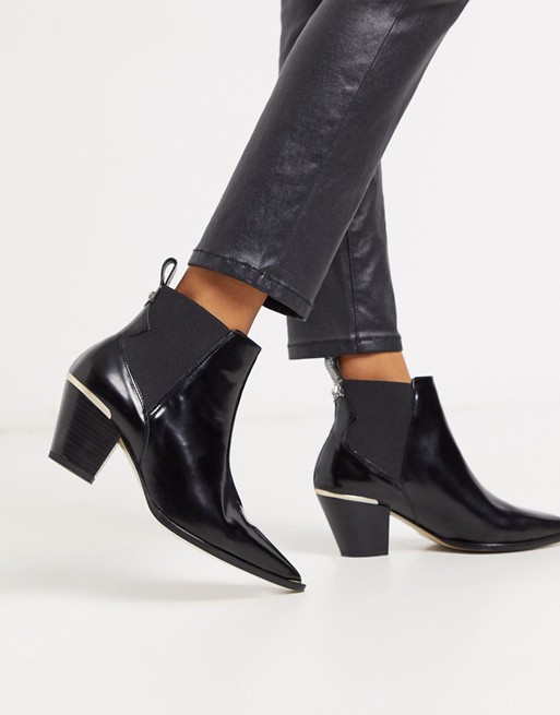 Ted Baker rilanni shiny leather western boots in black | ASOS