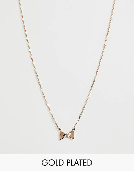 Ted Baker rose gold bow pendant necklace | ASOS